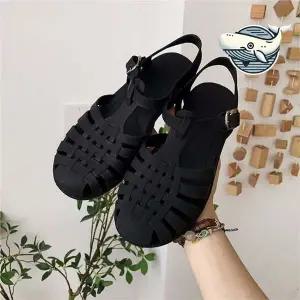 [하프클럽/]여성용 여름 플랫 아쿠아 샌들 편안한 젤리