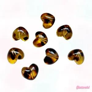 [2개]관통형 18mm 아크릴 투명 호피 통통 하트 3-1159-2 비즈공예 악세사리재료