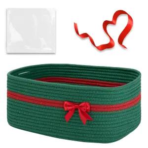 선물 가방과 리본이 달린 OIAHOMY 크리스마스 바구니 장식용 직조 보관 보육원 반려동물 -