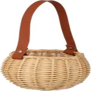 ERINGOGO 라탄 위커 바구니 손잡이 있는 빈 피크닉 빈티지 부케 달걀 저장통 빵 상자 과일 수확용 직조