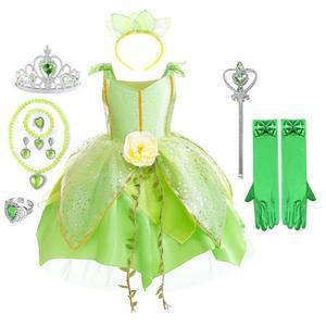Dd12Shi 소녀 영화 공주와 개구리 Tiana 생일 파티 프레 할로윈 멋진 드레스