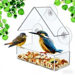 호환  흡착식 아크릴 투명 새 모이통 야외 정원 창문 자동 급식 용품 1-2개입 새 유인 정원 A