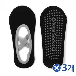 요가양말 블랙 크로스 슬립 도트 3개