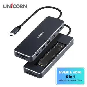 NVMe M.2  4K 미러링 HDMI 9in1 멀티외장하드케이스 USB허브+카드리더 SM-1200H