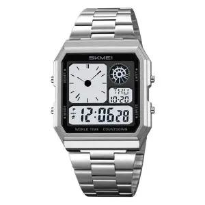 [콩심팥심]디지털 전자 월드 타임 정장 남성 메탈 손목 시계