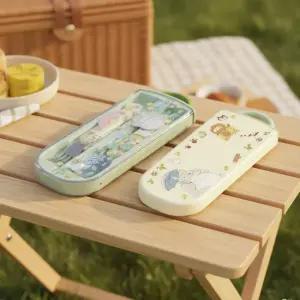 토토로 도시락 수저세트 숟가락 젓가락 포크 트리오 식기 슬라이드 케이스 휴대용 캐릭터