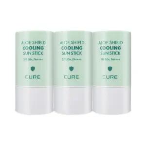 김정문알로에 큐어 쉴드 쿨링 선스틱 23g(SPF50+) 민트스틱 수딩자차 3개