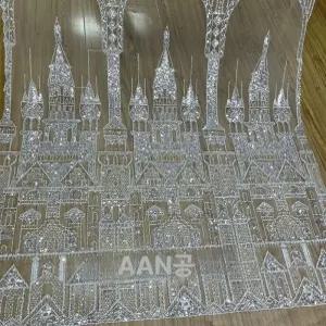 구슬 스팽글 자수 레이스 DIY 비즈 원단 패션 입체 장식 웨딩드레스