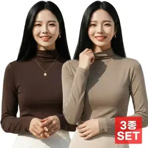 [3장세트] 시노코 소프트 스판 폴라 긴팔 티셔츠 12컬러 A23T403