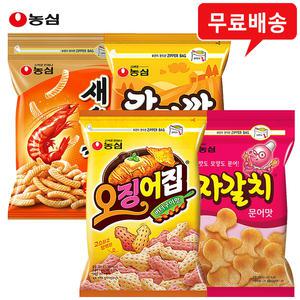 농심 대용량 지퍼백 4봉(새우깡1+감자깡1+빅오징어집1+빅자갈치1) 무배