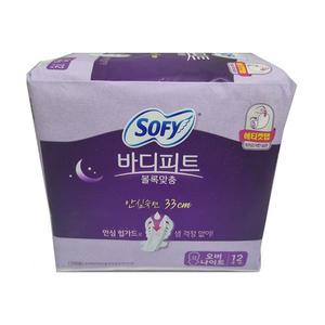 쏘피 바디피트 볼록맞춤 33cm 생리대 날개형 오버나이트 12개입 3개