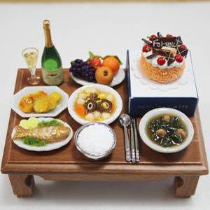 납골당꾸미기 생일상(중) 미니어처 추모관 봉안당 제사상 홈파티 생신상 잔치음식 상차림