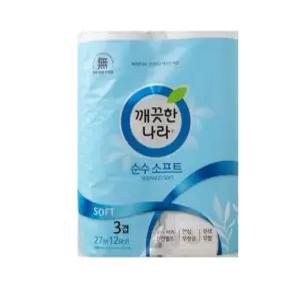 깨끗한나라 순수 소프트 화장지(소용량) 3겹 27m 12롤 1팩