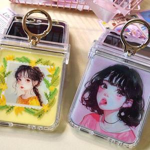 갤럭시 Z플립 5 6 7 케이스 수채 일러스트 힌지보호 핑거링 투명 하드 제트플립 지플립