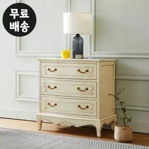 쥬디 엔틱 서랍장 원목 3단 옷 체스트(800/아이보리)