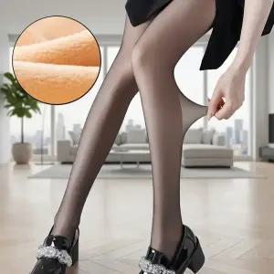 2사이즈 편한 착시 기모스타킹 융 벨벳 겨울 고탄력 팬티 스타킹 반투명 페이크 시스루 타이즈 레깅스