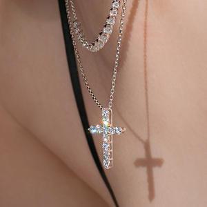 [골드팡] 14k/18k 에클라크로스 랩다이아몬드 목걸이 (0.53캐럿/1.03캐럿/1.54캐럿)