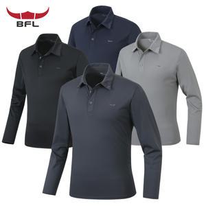 2025 봄/여름 버팔로 남자 아이스 쿨링 스판 카라넥 카라티 아웃도어 집업티 긴팔 티셔츠 BFL