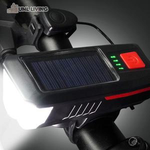 USB 태양광 충전식 자전거 킥보드 랜턴 3단계 LED라이트 전자벨