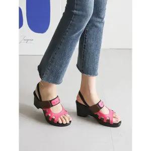 [하프클럽/]국내제작 콤비 통굽 밴딩샌들 7.5cm_25S375