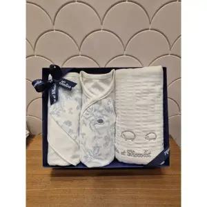 [쇼콜라](강남점)신생아 트왈드배냇저고리 속싸개 방수요 출산3종세트 (TNORAG182BSEA)