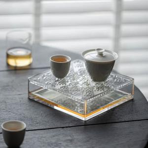 투명 소형 트레이 보관 심플 휴대용 테이블 트레이 뚜껑 브루잉 드라이 용품 냄비