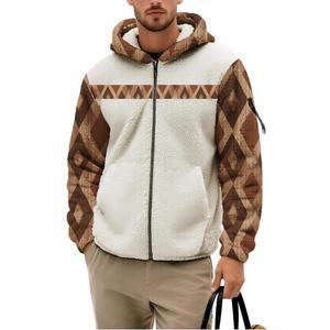 바이반트 남성 플리스 안감 재킷 후드 아즈텍 빈티지 카우보이 그래픽 후디 가디건 아우터와 함께 겨울 코트 집업