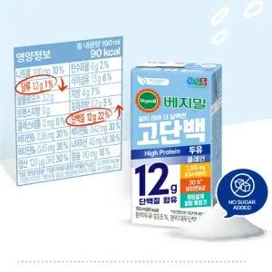 정식품 베지밀 고단백 두유 플레인 190ml 72팩