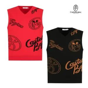 까스텔바작 남자 골프 레터링 간절기 브이넥 니트 조끼 BGDF-SV001.