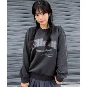 [하프클럽/체이스컬트]U 피그먼트 레터링 맨투맨