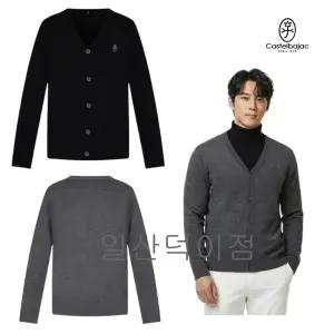 까스텔바작 골프 남자 겨울 밑단 시보리 브이넥 기본 니트 가디건 BGEWSW...