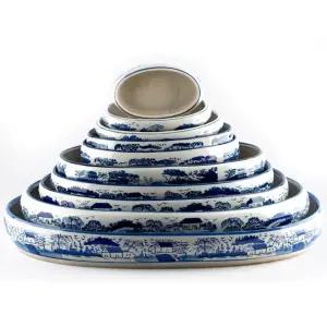 수석받침대 공예 화분 타원 도자기 장식 분재 스톤 수반