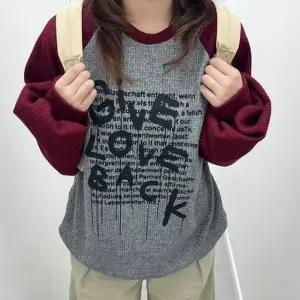 가을 신상 기브업 투톤 맨투맨 남여공용 여성 티셔츠