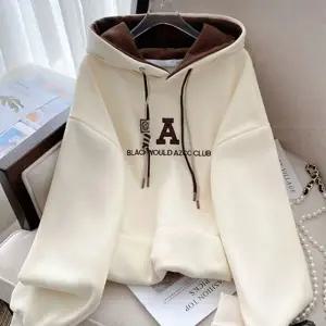 여성 맨투맨 기모후드 티셔츠 Brown 아이보리 컬러