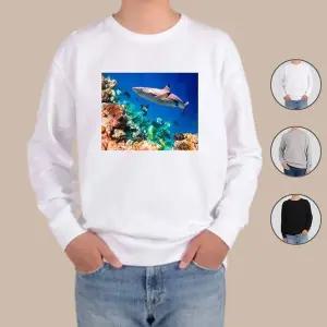 [하프클럽/알티피아]맨투맨 전색상 상어 해양생물 산호 디자인 프린트셔츠