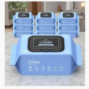 순백 물티슈 다용도 엠보 원단 순면 감촉 캡형 100매 대용량