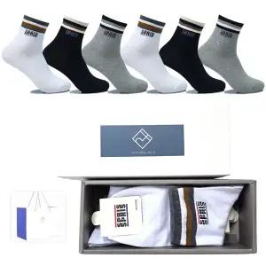[스프리스] 6켤레구성 남자양말선물세트 SP1004 쇼핑백 캐주얼 단목