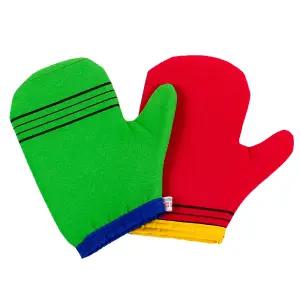 깔끔이 벙어리 장갑타올 빨강 초록때밀이 각질케어 샤워타월 목욕장갑 비스코스 레이온 때장갑 이태리 요술