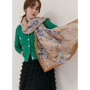 [하프클럽/막스까르띠지오]체인 플라워 배색 빅 스카프