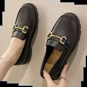 플랫폼로퍼 골드체인 장식 통굽 로퍼 단화 키높이 봄여름슈즈