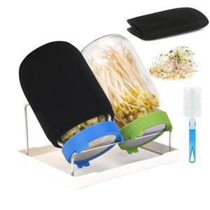 룰론폰 새싹 키트 항아리 키트 2개 스테인리스 스틸 스크린 뚜껑이 있는 와이드 마우스 쿼터 메이슨 재배 1000ml 브로콜리 알팔파 재배용 씨앗 스프라우터 세트