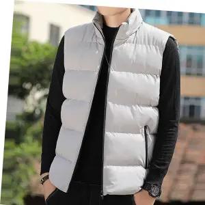 하이넥 경량 패딩조끼 사이드포켓 심플 밑단 겨울철