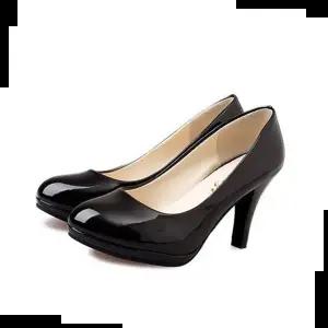 연말룩 여성 둥근코 하이힐 에나멜 웨딩 하객 정장 패션 9cm
