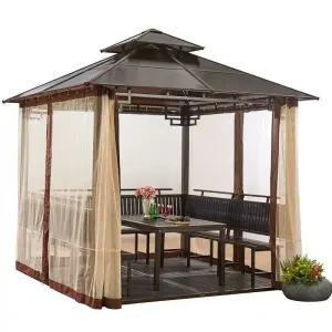 야외 파고라 조립식 대형 정자 원두막 옥상 테이블 모기장 가제보 아웃도어 휴게