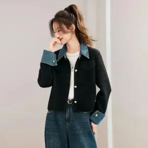 여자 겨울 가디건 데님 모직 가을 캐주얼 니트 카디건 쇼트 상의 원픽4