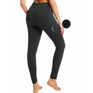 퀄리딘 여성용 4D 패딩 바이크 팬츠, 포켓이 있는 보온 플리스 안감, 추운 날씨를 위한 전신 겨울 사이클링 타이츠