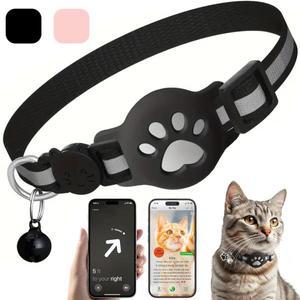고양이 GPS 추적기 목걸이 반사형 애완동물 위치 장치 애플 에어태그 호환 조절 가능 분실 방지