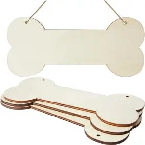 문 창문 화환 장식용 3팩 개 뼈 모양 걸이 나무 빈칸 미완성 간판 보드