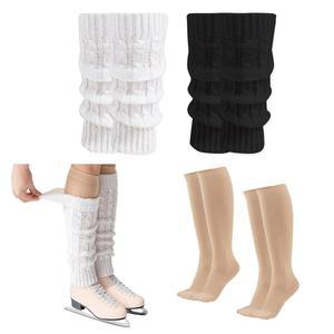 스포츠 스 피겨 스케이팅 추운 날씨를 위한 여성용 겨울용 다리 워머 4켤레 양말 니트