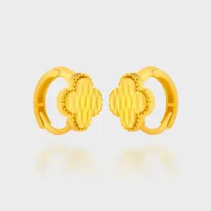 베티블루 995 순금 24k 원터치 링 컷팅 비즈 클로버 여성 귀걸이 3.75g